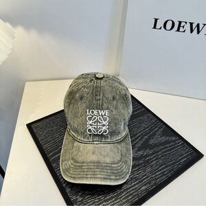 Loewe washed distressed denim baseball cap, unisex.